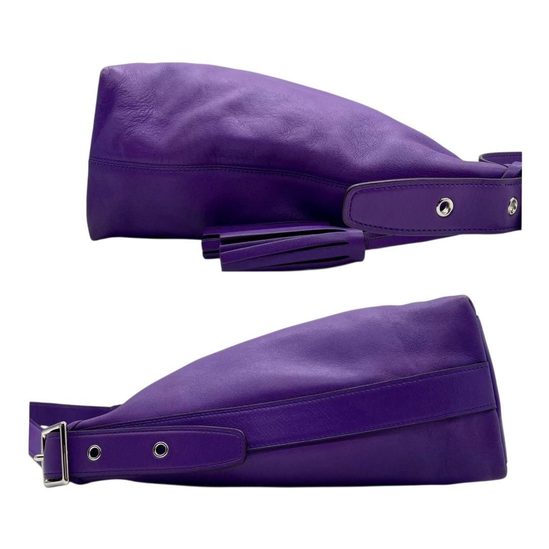 美品 コーチ ショルダーバッグ パープル レガシー ワンショル レザー  