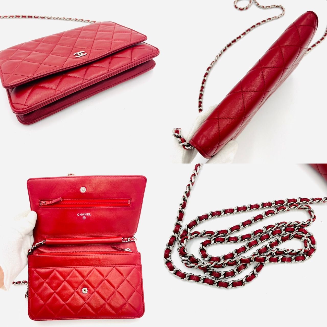 シャネル CHANEL マトラッセ チェーン ショルダーバッグ レッド