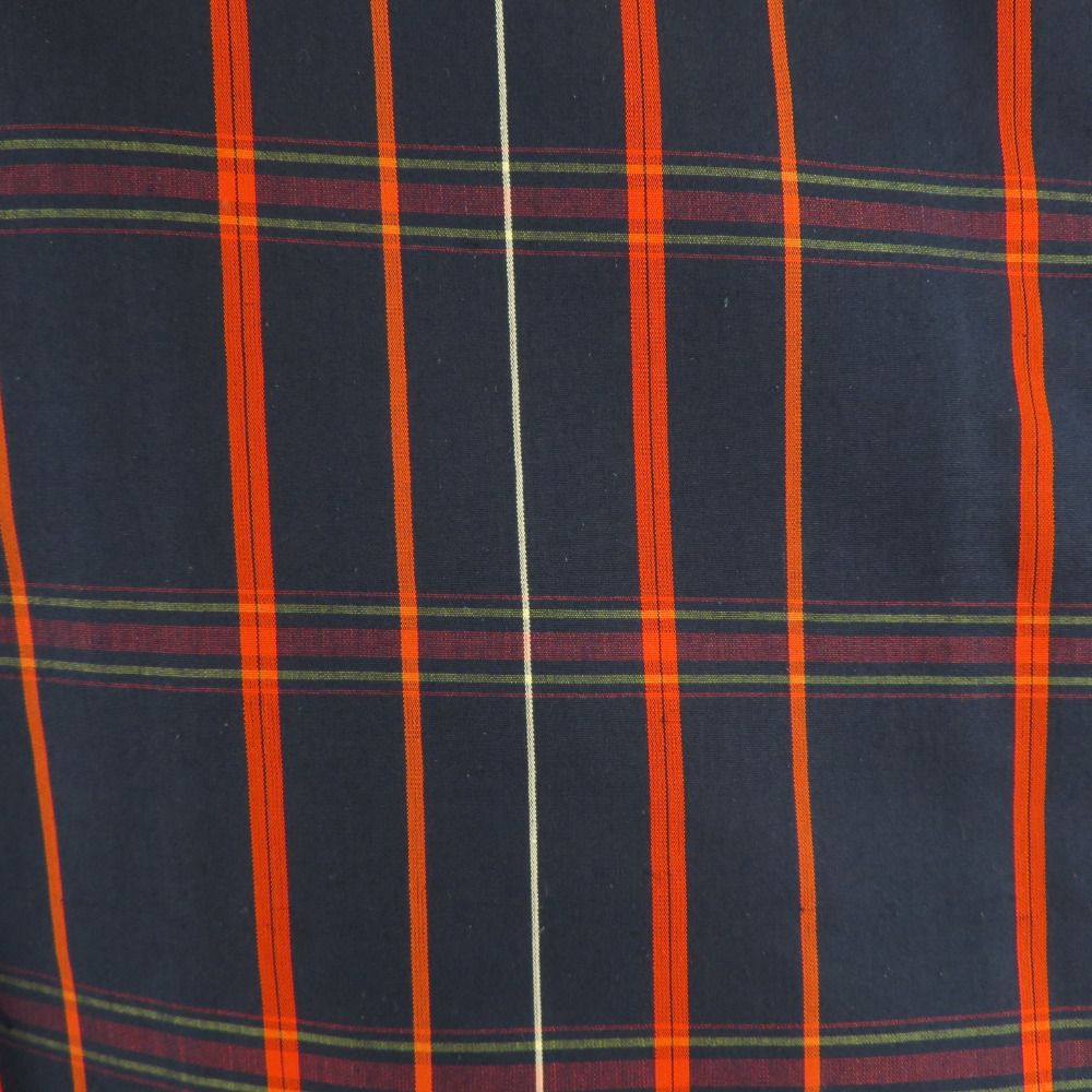 紬 着物 アンサンブル 羽織付き セット 格子模様 袷 バチ衿 紺色x赤色