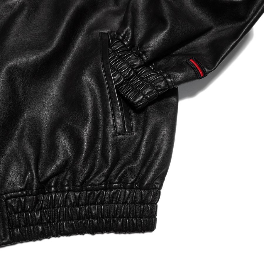 FUBU FAUX LEATHER STUDS PATCH JACKET BLACK フブ メンズ PU レザー パッチ ワッペン スタッズ ジャケット ブルゾン アウター ビックシルエット オーバーサイズ B系 KANDAIZUMI_COM