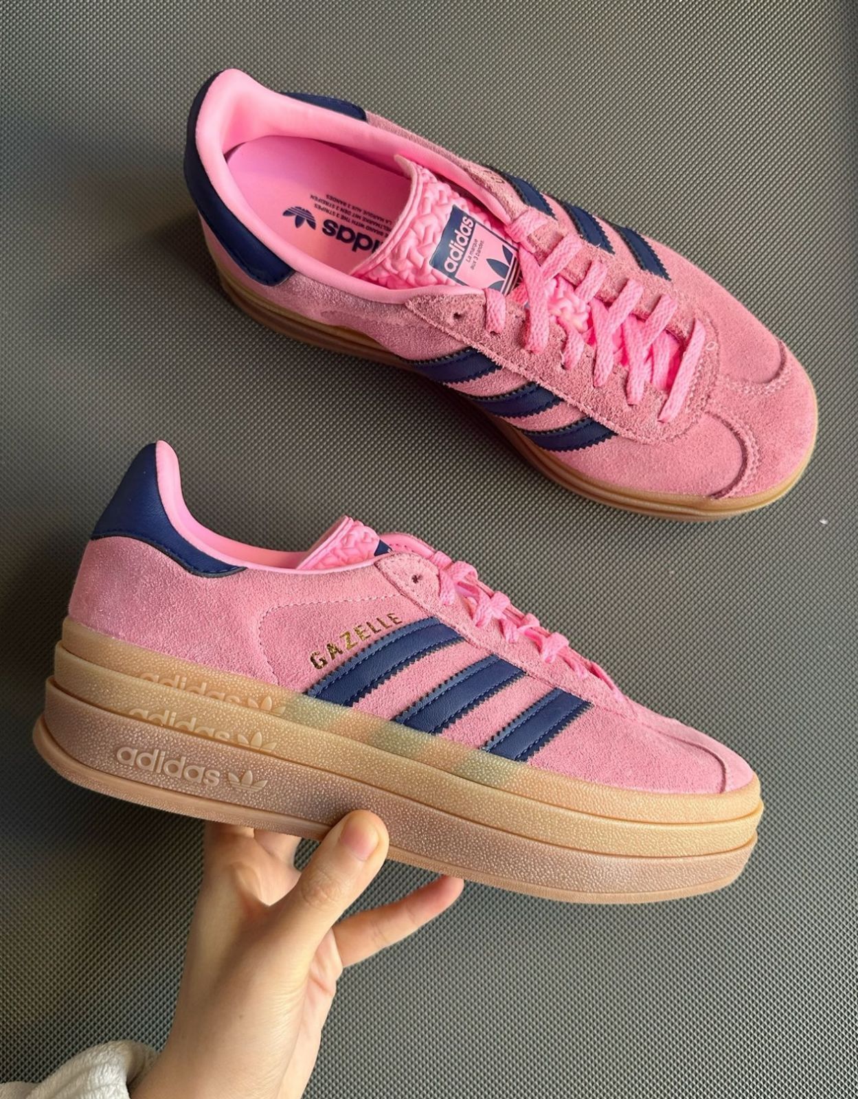 新品 未使用 adidas adidas Originals GAZELLE INDOOR アディダス ガゼルボールド カップルシューズ 厚底 スニーカー レディース/メンズ ピンク箱付