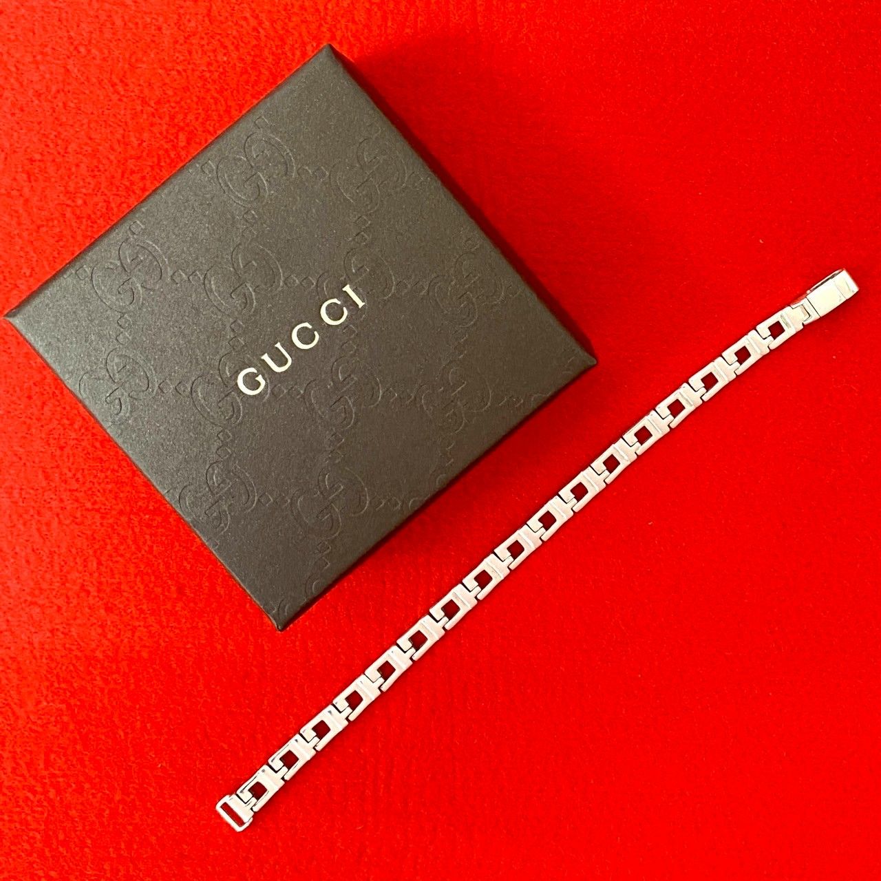 極 美品 希少品 GUCCI グッチ G シェイプリンク ロゴ シルバー