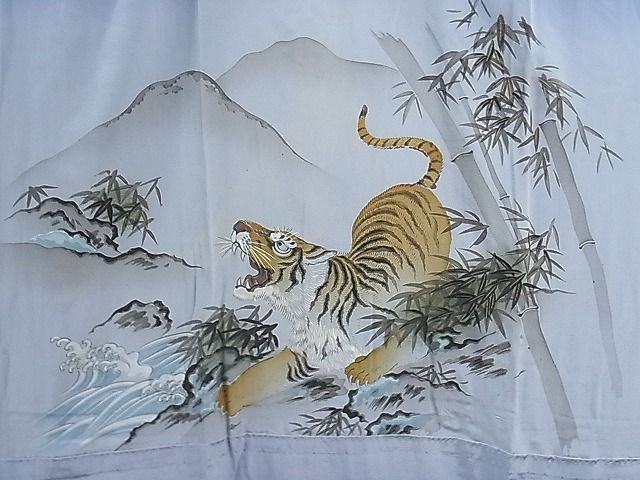 平和屋着物□男性 長襦袢 無双仕立て 手描き 虎 逸品 CAAE0497yc