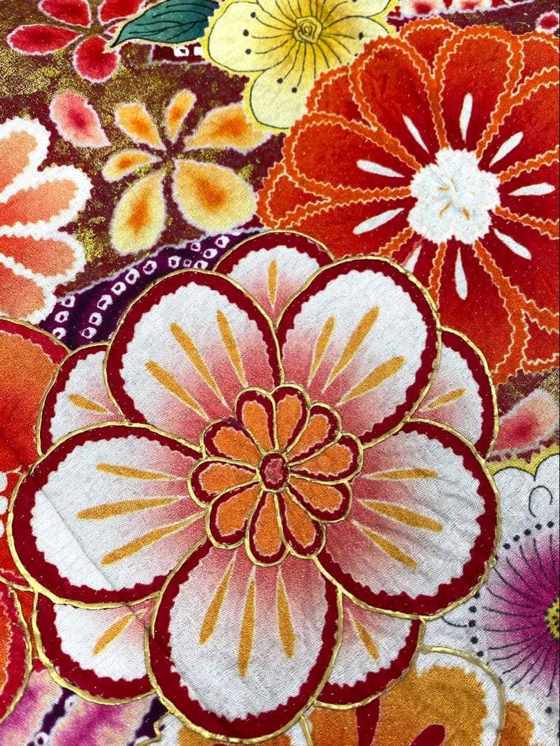 メーカー品振袖 豪華 紫野 銀通し 金彩 絞り加工 身丈163cm 撥水加工済