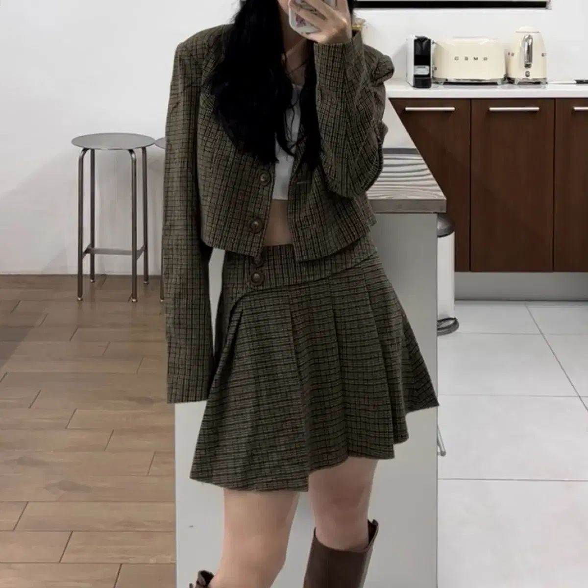 新品 JUNAROPÉ ダウンジャケットとスカート セット Sサイズ JUNOAH（ジュノア）の「[肩パット入り]オーバーサイズジャケット