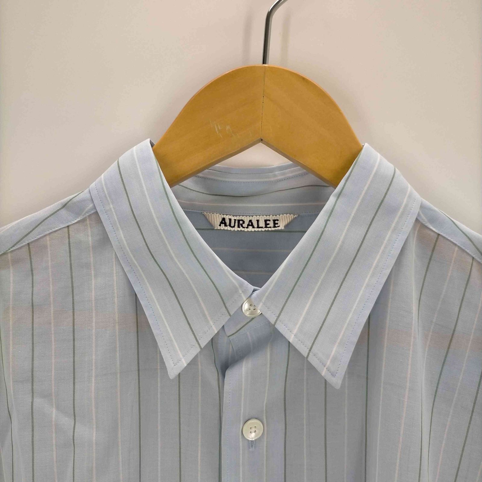 オーラリー AURALEE HARD TWIST FINX ORGANDY STRIPE SHIRT