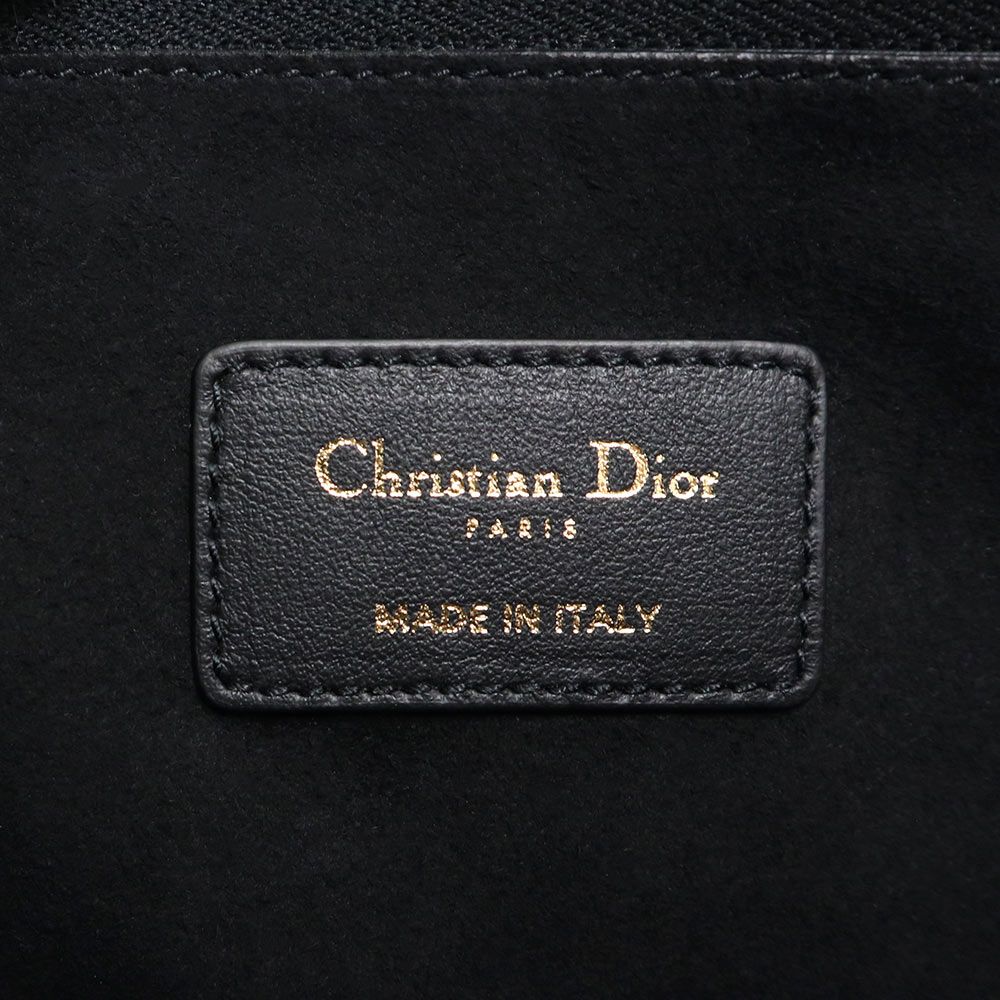 Christian Dior クリスチャンディオール レザー ストライプポーチ クラッチバッグ セカンドバッグ - ブラック by
