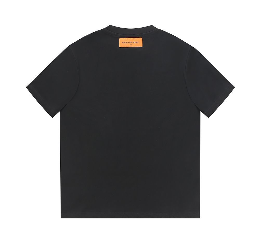 LOUIS VUITTON 黒 Tシャツ フラワーモチーフ刺繍 Louis Vuitton Black T-shirt Floral inside out LV Shirt Size