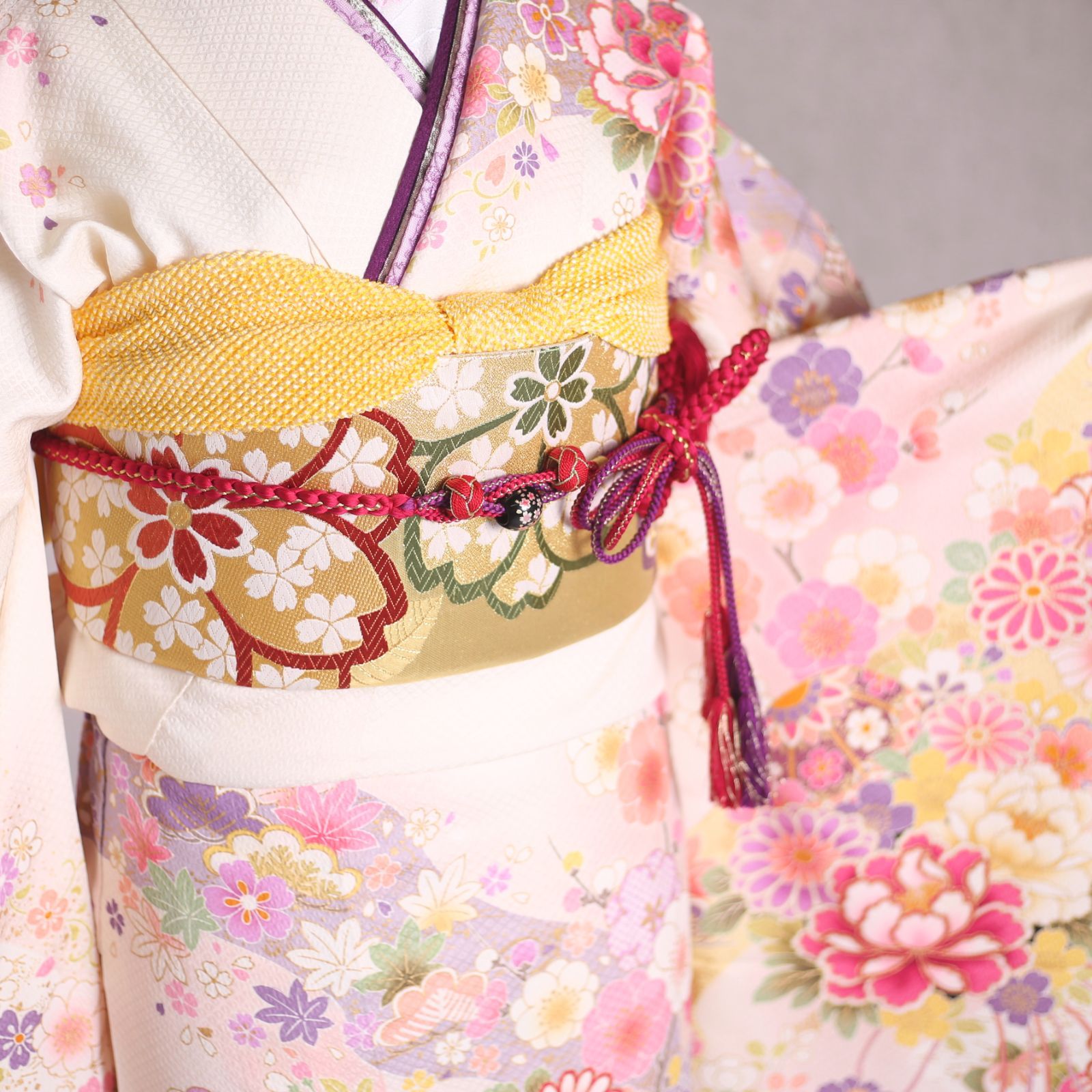 振袖フルセット 振袖セット 振袖 Lサイズ 中古 白×新古典 美品 成人式