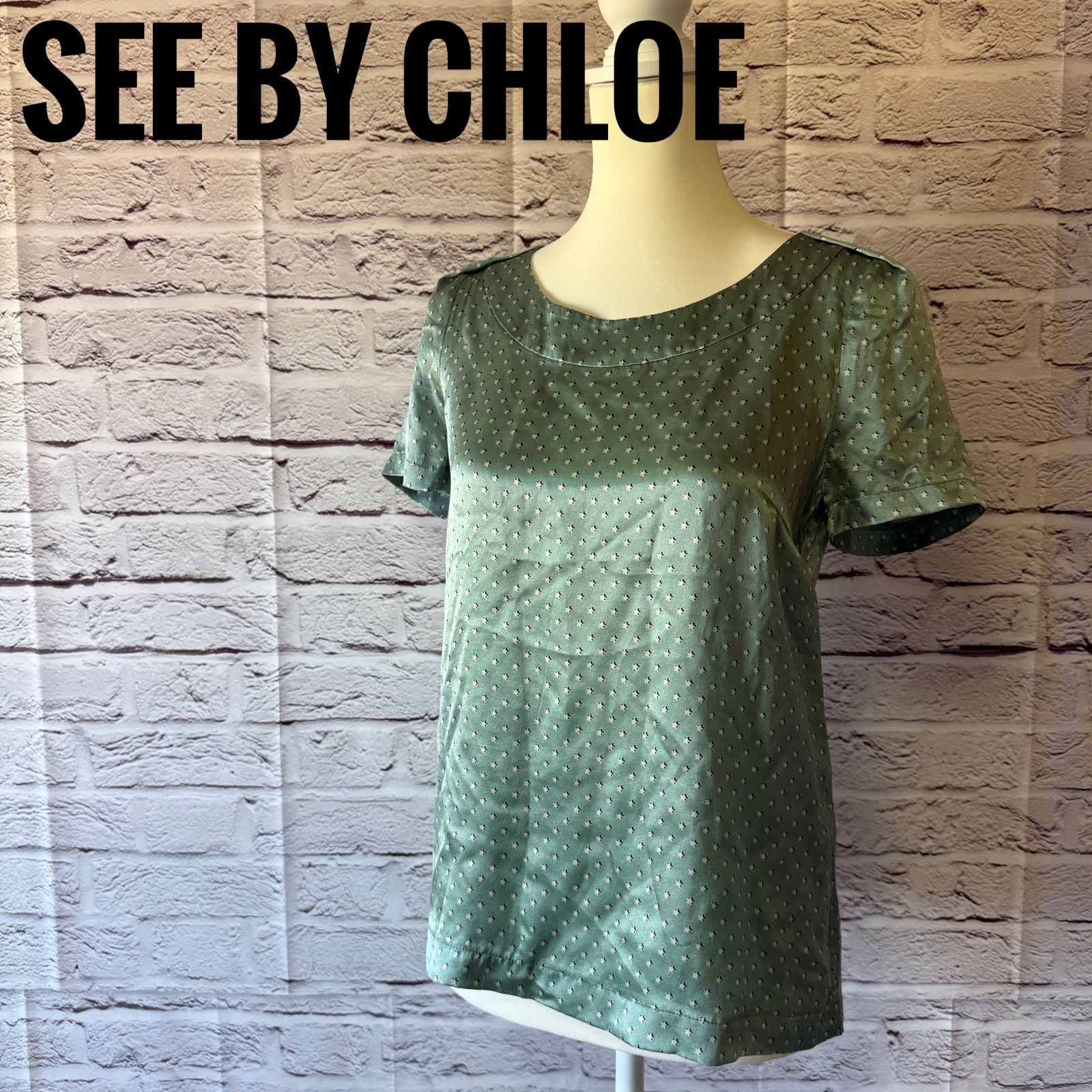 SEE BY CHLOE】シーバイクロエ シルク100% 星柄 シャツ ブラウス US2 F 