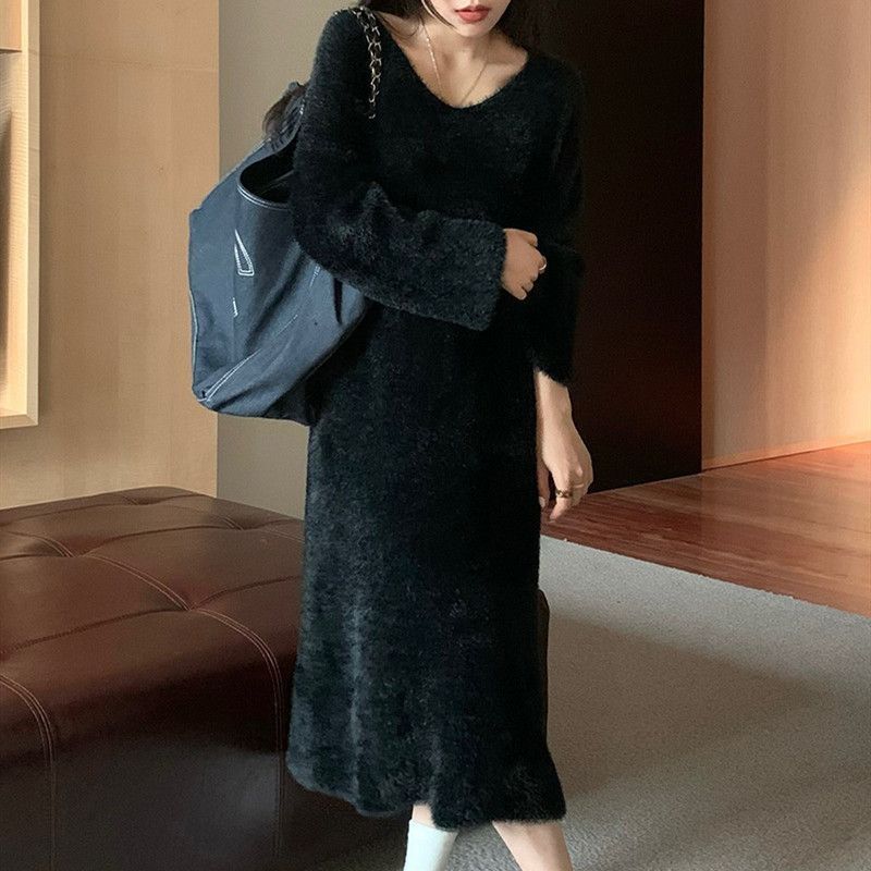 2018SS】秋冬物 ふわもこ暖かい 着心地最高 ニット ワンピース フリー