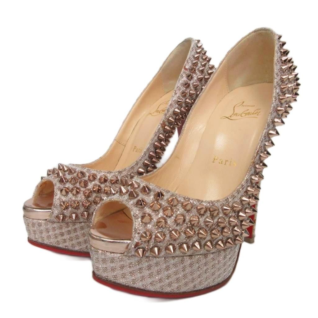 クリスチャンルブタン　フルスパイク　オープントゥハイヒール クリスチャンルブタン】スパイク付きオープントゥハイヒール