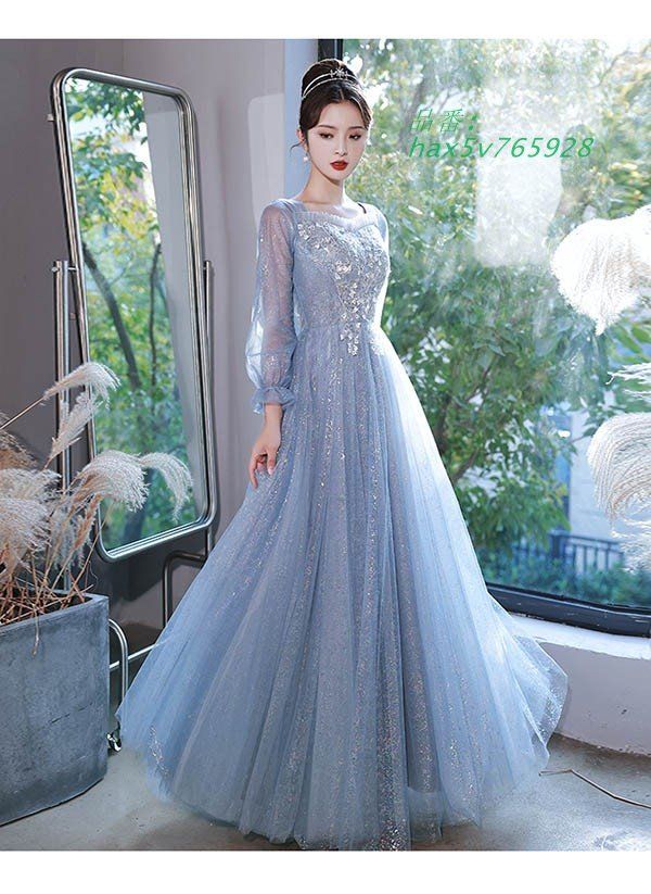 ドレス 大人 ピアノ 発表会 ロング丈 ぽっちゃり 袖付き ワンピース 大きいサイズ 演奏会 Aライン ピアノ発表会 ステージドレス イブニングドレス hax5v765928