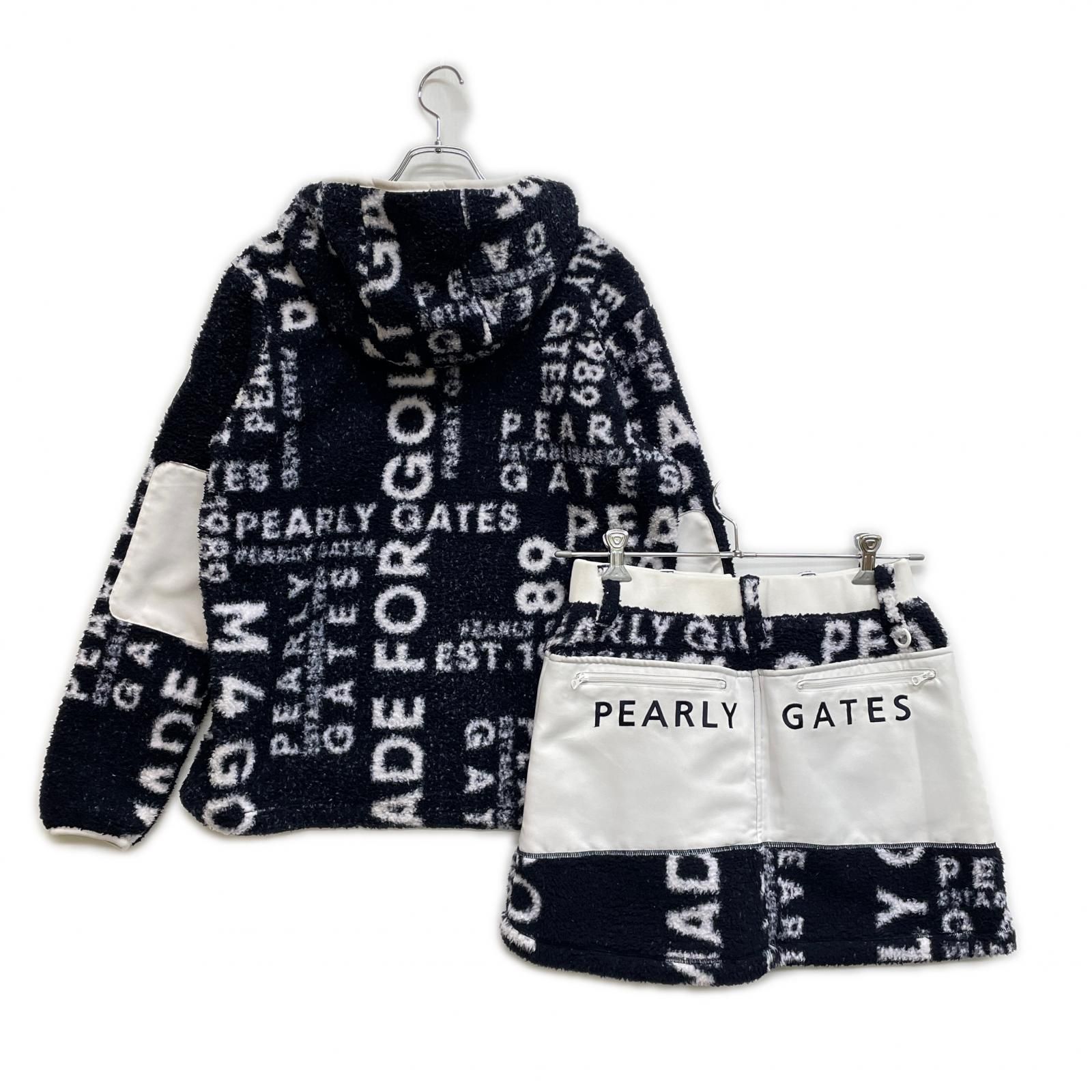 レディース パーリーゲイツ PEARLY GATES セットアップ 1 M 紺 ネイビー ボア 防寒 長袖フーディー×スカート