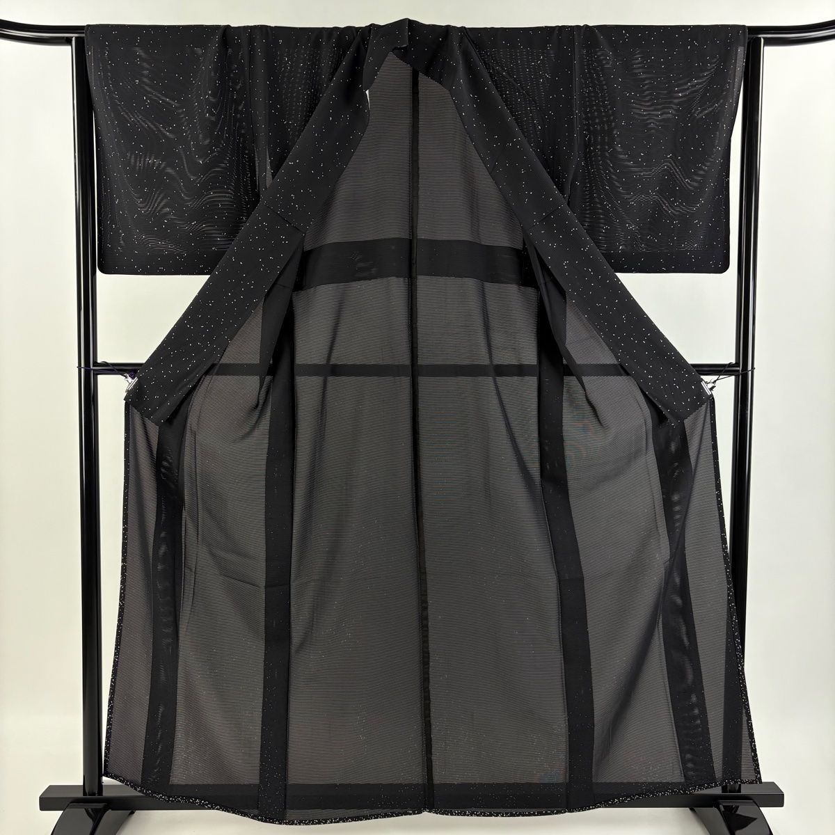 付下げ 身丈161.5cm 裄丈66cm M 薄物 幾何学模様 黒 正絹 美品 名品  