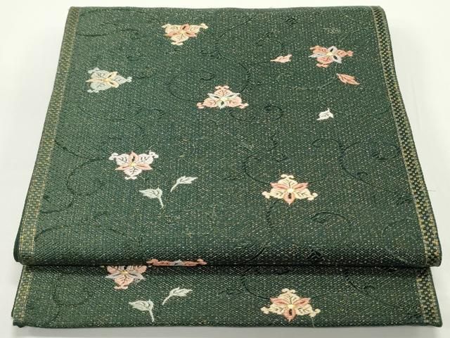 平和屋着物○西陣 六通柄袋帯 唐織 更紗花唐草文 金糸 証紙付き