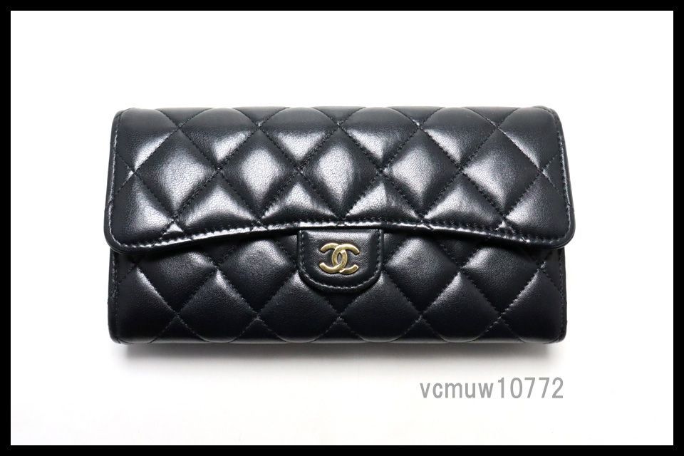 希少美中古□CHANEL 29番台 マトラッセ GD金具 レザー 2つ折り長財布  