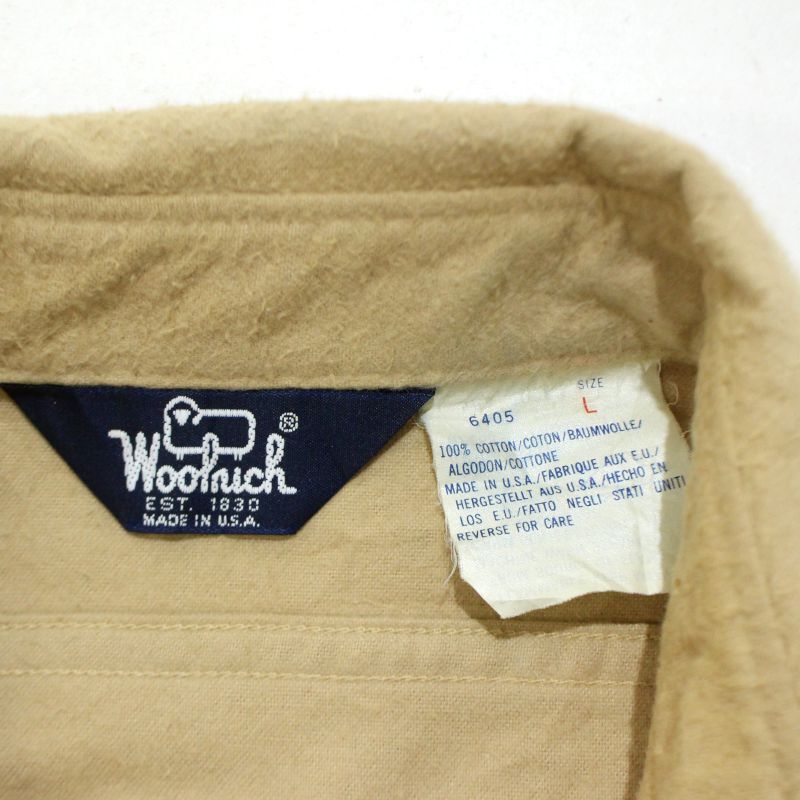 80s USA製 vintage WOOLRICH 無地 シャモアクロス 長袖シャツ メンズ