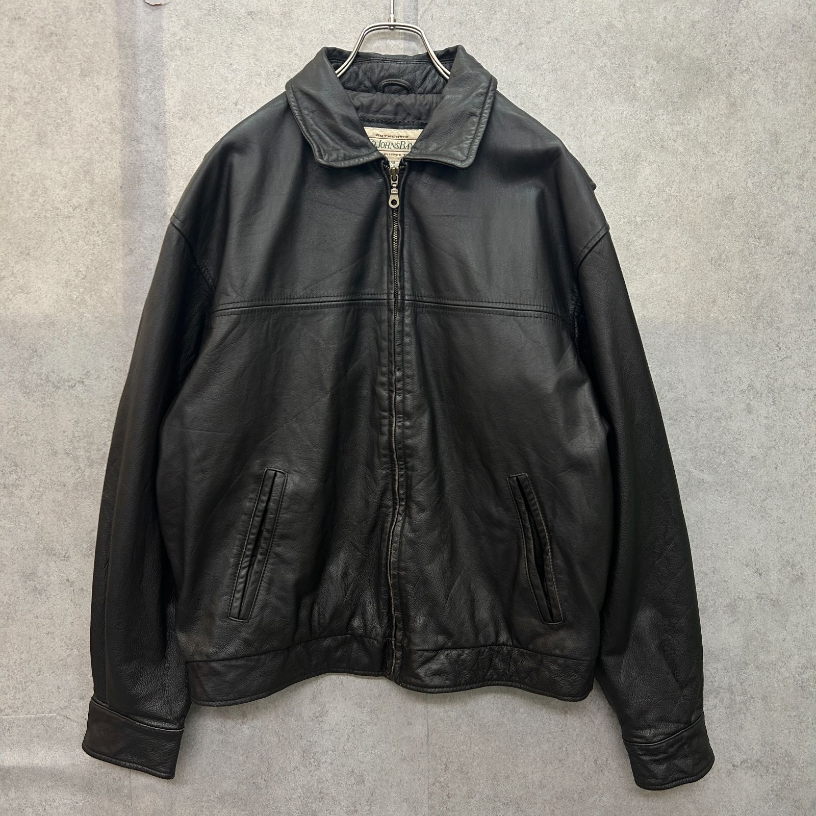 美品　90s ST. JOHN'S BAY レザージャケット ブラック St. John's bay レザー ライダース トレンド 90s トップス 長袖