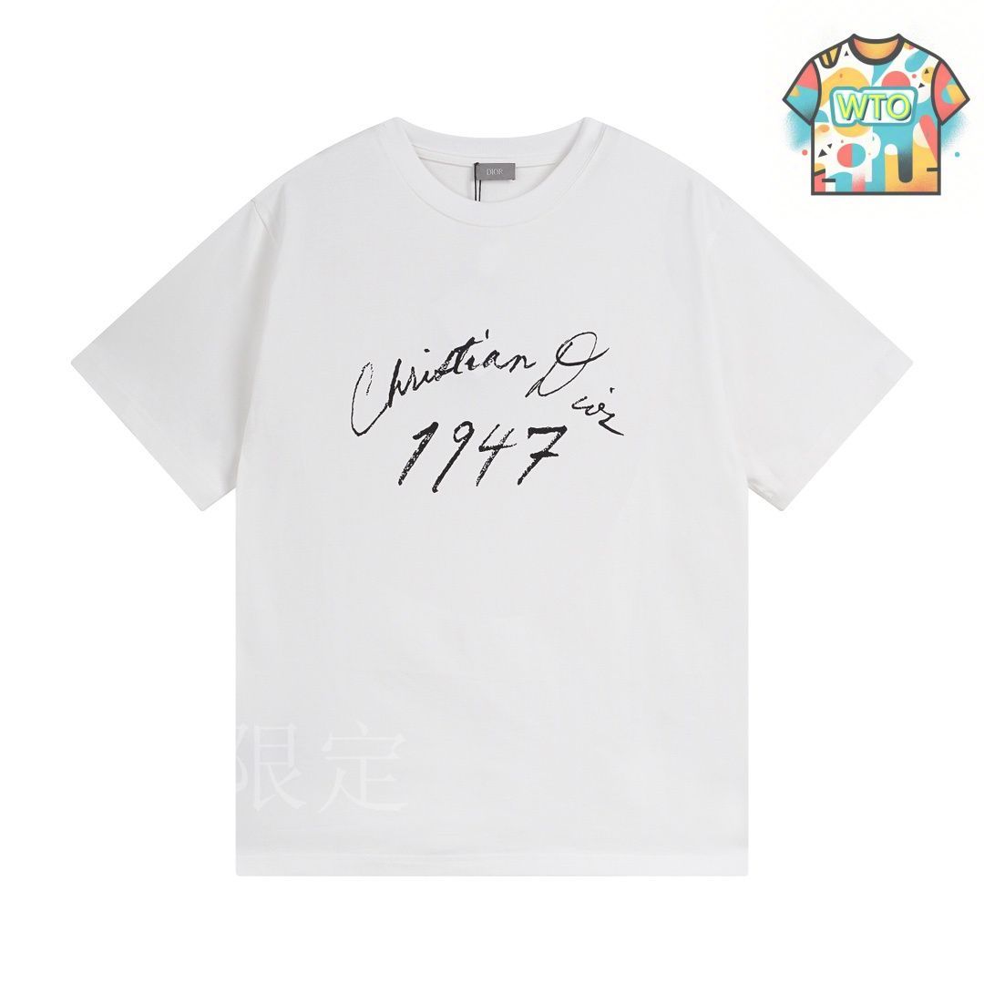 今日特価】DIOR CD 2024ss 手書きサイン 1947 プリント T-3