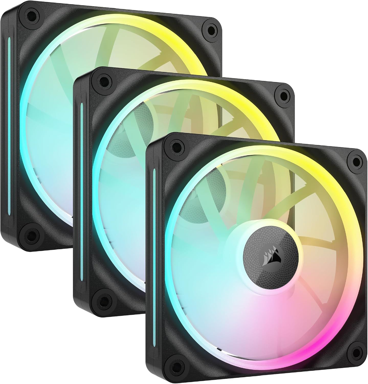 CORSAIR iCUE LINK LX120 RGB スターターキット 120mm PWM PCケースファン デュアルライトループ トリプルパック ブラック CO-9051026-WW