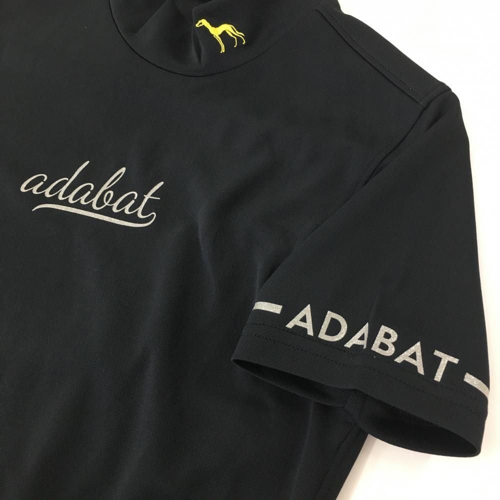 アダバット 半袖ハイネックワンピース 黒 ロゴプリント ウエスト紐  レディース 36(S) ゴルフウェア adabat