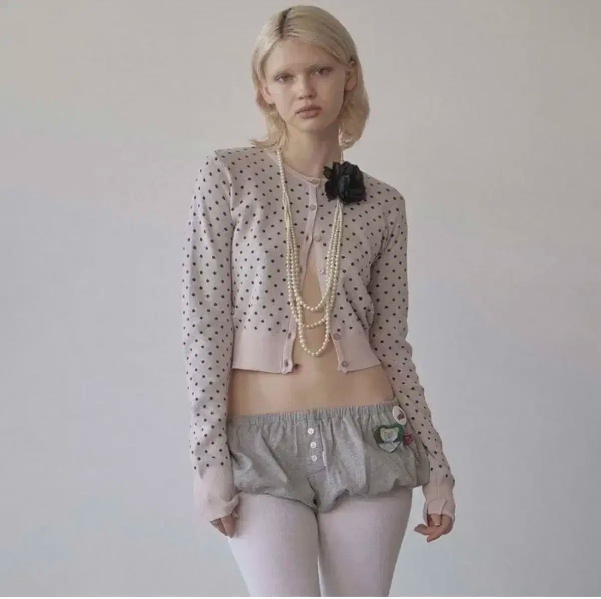 SCULPTOR スカルプター ピンク ポルカ ドット カーディガン M