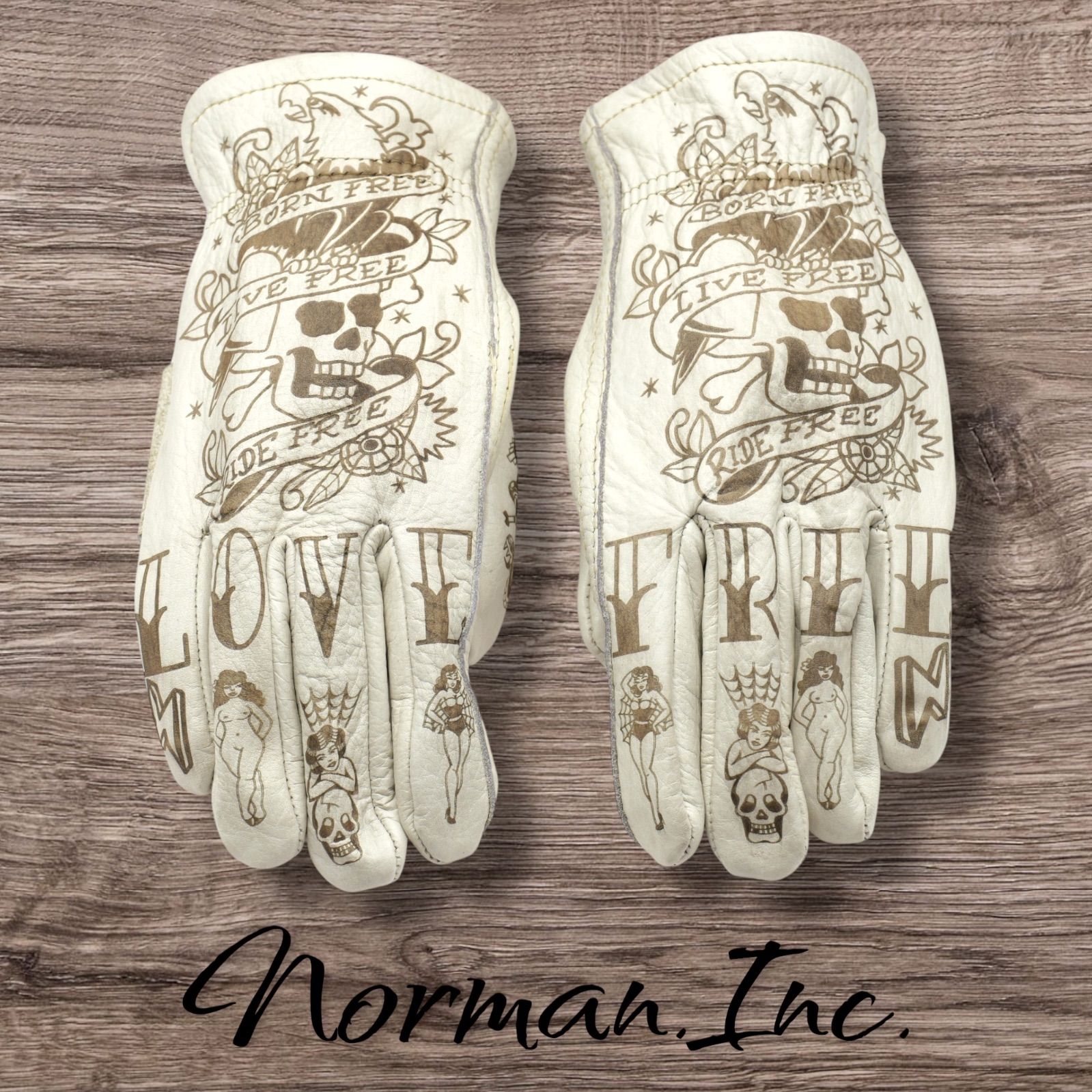 牛革　レザーグローブ　アメリカン　バイク　ハーレー　カスタム　手袋　白　M 牛革 レザーグローブ ホワイト 白 アメリカン バイク ハーレー