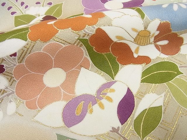 平和屋本店●極上　創業460年・千總　訪問着　駒刺繍　霞草花文　金彩　小田急扱い　逸品4s314 平和屋本店○極上 創業460年・千總 訪問着 駒刺繍 霞草花文 金彩