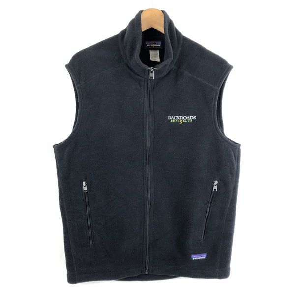 【古着】 Patagonia パタゴニア フリースベスト 企業ロゴ ブラック系 メンズM 【中古】 n051765