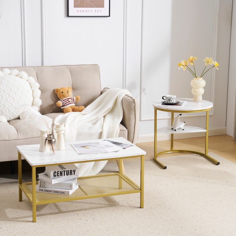 新作】おしゃれなセンターテーブル 大理石調 波紋デザイン 収納付き