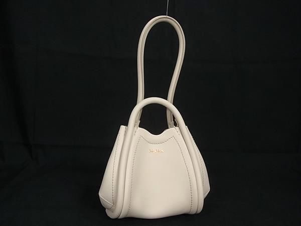 Max Mara マックスマーラ レザー ハンドバッグ トートバッグ ミニバッグ レディース アイボリー系 BH1427