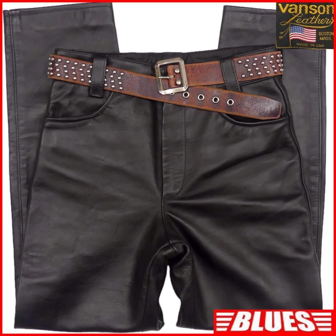 VANSON バンソン レザーパンツ 本革 W32 ストレート HH9608 - メルカリ
