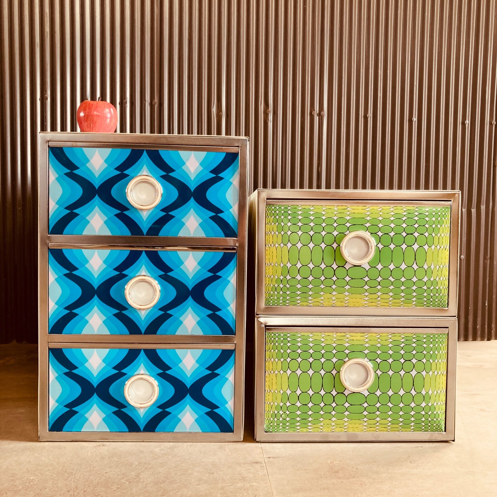 レトロ スチール 衣装ケース 収納 引き出し 3段 昭和レトロ レトロ