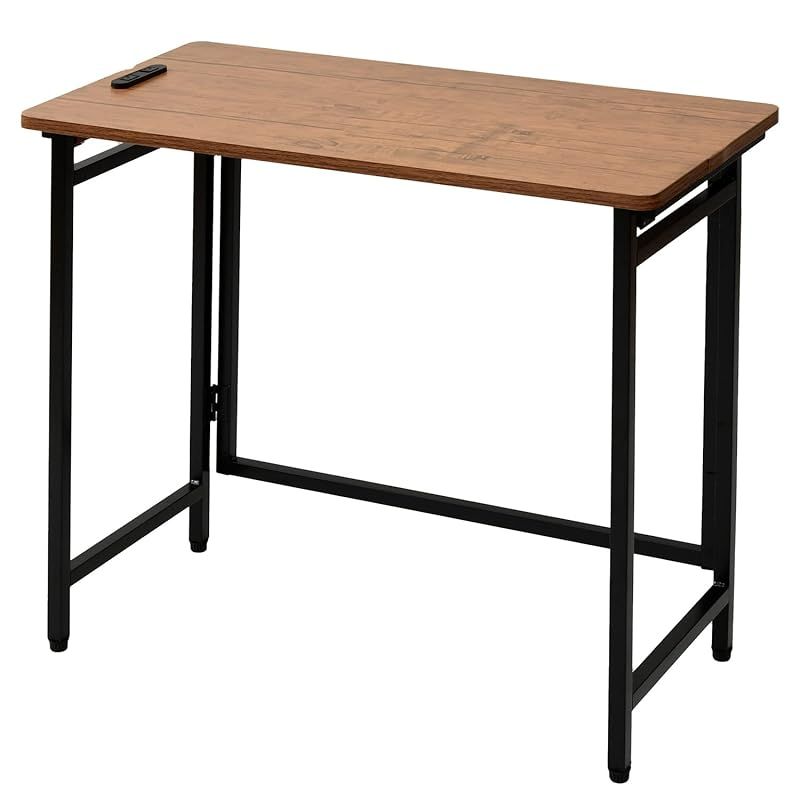 【新着商品】[山善] デスク 折りたたみ コンセント付き 完成品 幅80×奥行40×高さ70cm コンパクト 傷・汚れ・水分・熱に強い天板(メラミン加工) アンティークブラウン/ブラック EPST-8040H(ABR/BK4)