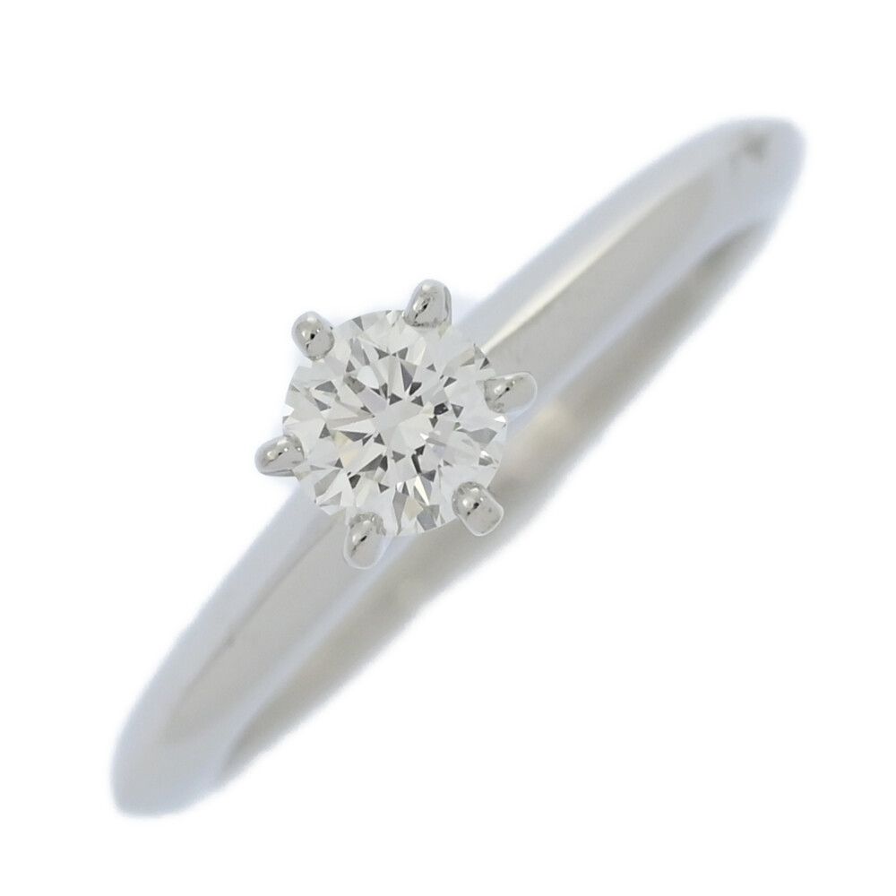 0.26ct|TIFFANY＆Co. ティファニー 6本爪|ティファニーセッティング ダイヤモンド リング 指輪|Pt950-3.6g|8.5号| 48.5 ♀ N レディース 558615