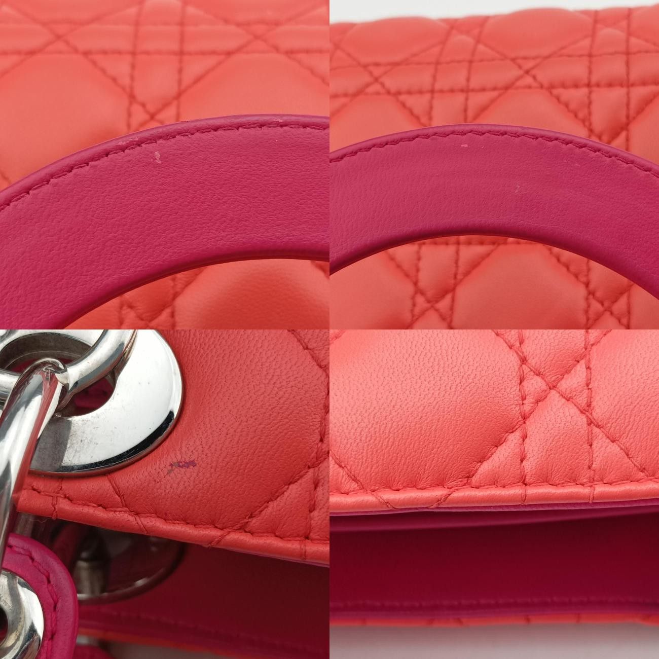 Diorレディディオールオレンジ×ローズレッドラムスキン15-BO-0123