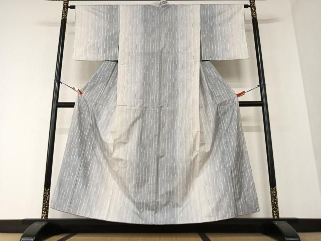 平和屋着物○本場大島紬 白大島 カタス7マルキ 変わり縞 正絹 逸品