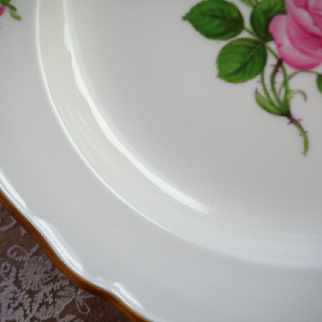 LAST美品 Meissen マイセン ピンクローズ 21.5cm プレート 薔薇 F7