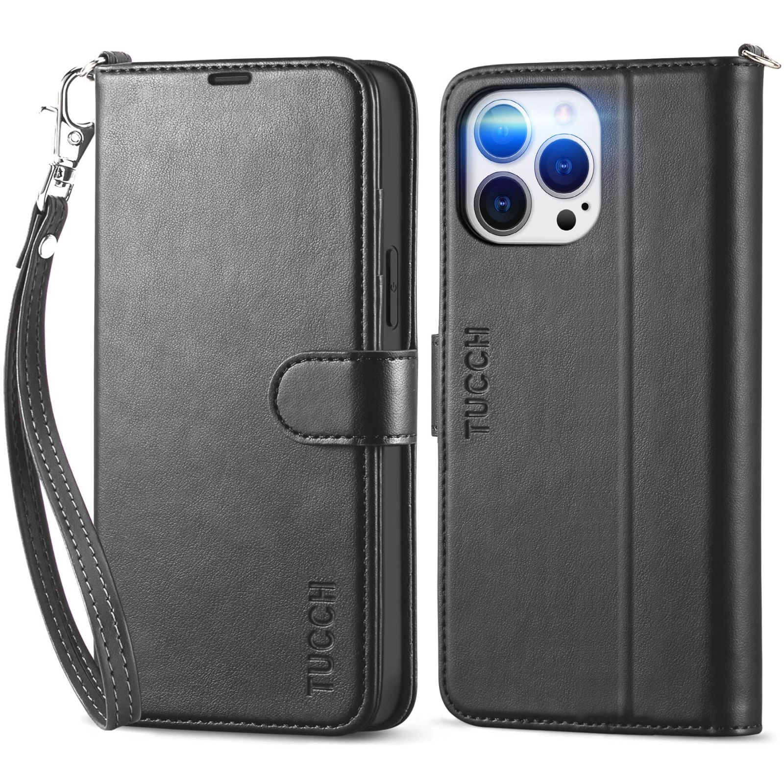 【新着商品】アイホン13 プロマックス PU合皮 手帳 スタンド機能 [RFIDブロッキング] ケース ケース スマホケース ケース (iPhone カードポケット ストラップ付き 13 13 pro pro pro max max 5G max 6.7 iP