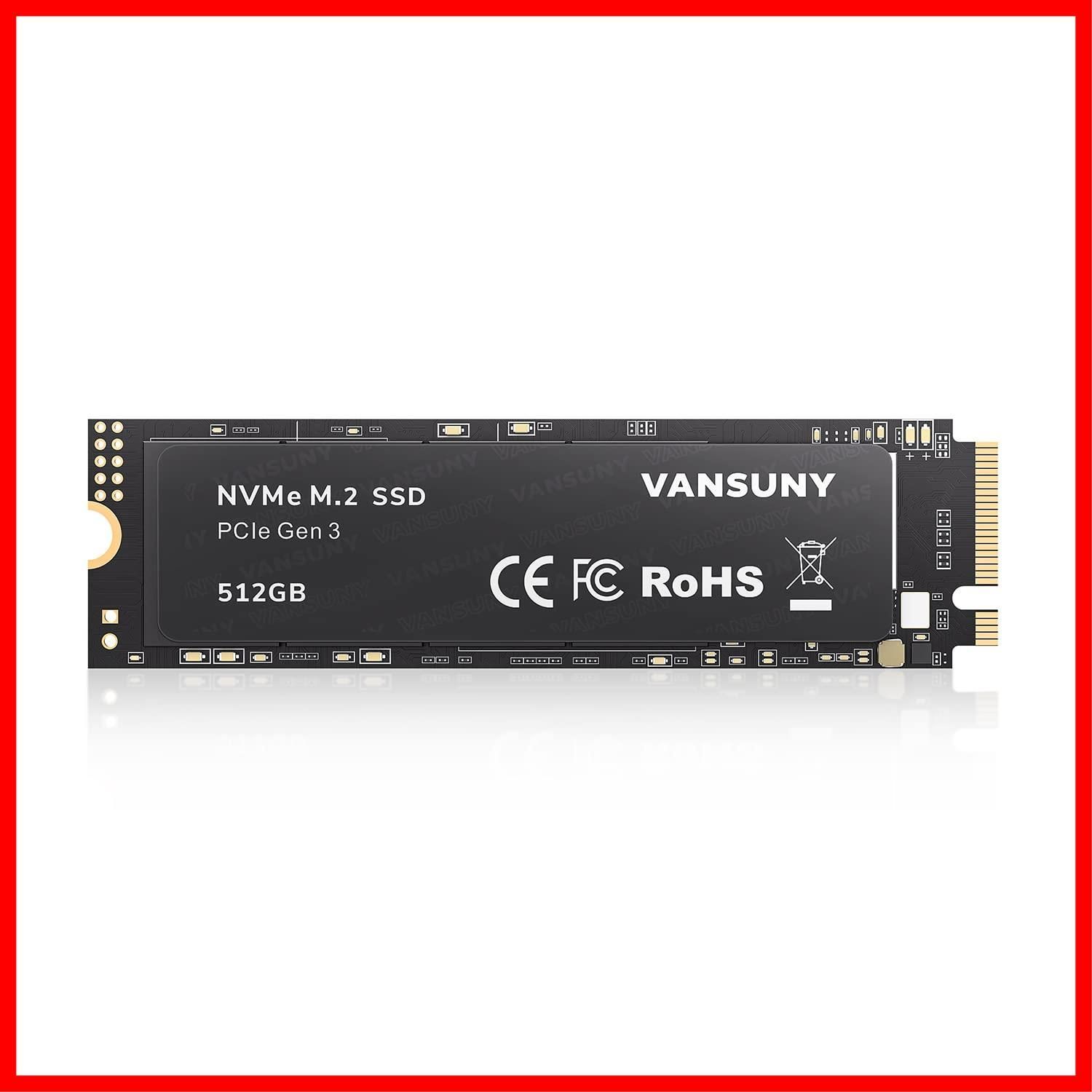 在庫処分】Vansuny 内蔵SSD 512GB PCle 3.0 NVMe M.2 SSD 3D NAND NVMe