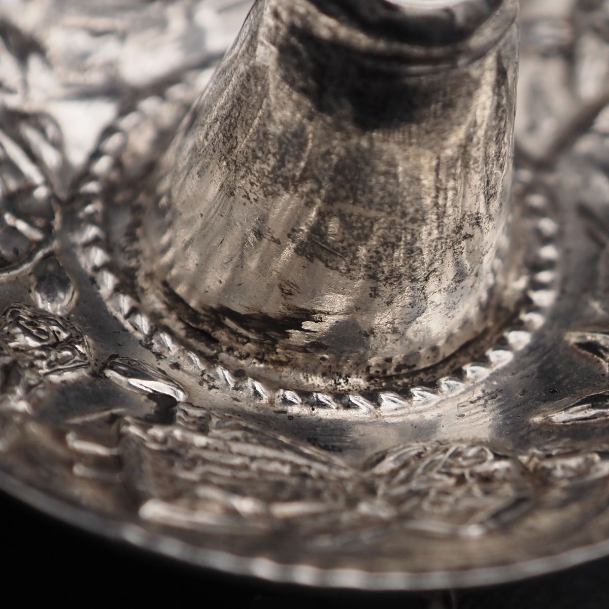 SV925 メキシカンシルバー ブローチ アバロンシェル ロバ ビンテージ B691 ヴィンテージ STERLING 925刻印 ブローチ メキシカンハット