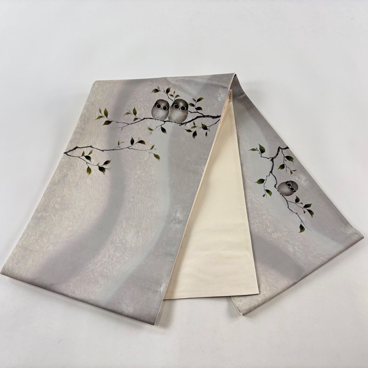 K*O様 フクロウ刺繍の黒い小紋着物　袋帯 フクロウ刺繍の黒い小紋着物 袋帯