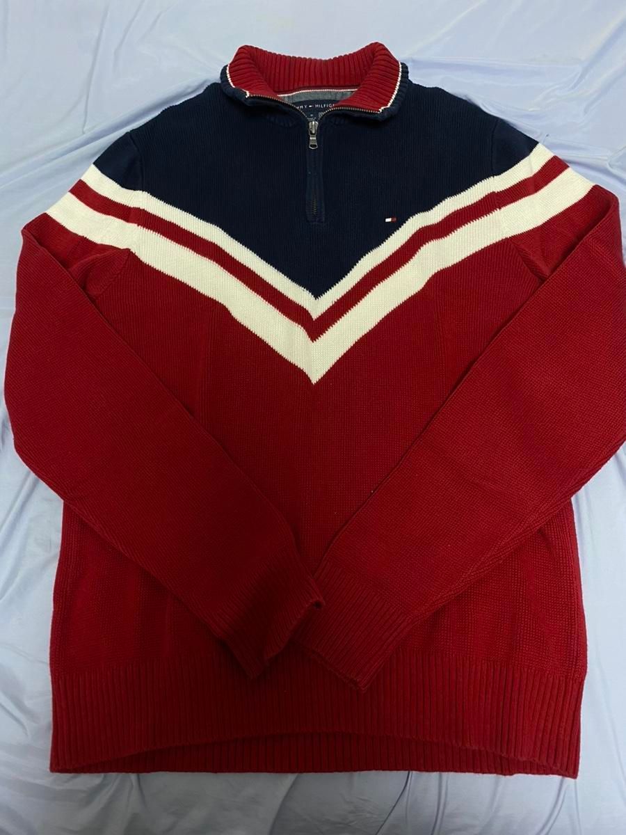 【雷市場（ポンジャン）商品韓国直送】Tommy Hilfiger(トミーヒルフィガー) ニット セーター ハーフジップ M