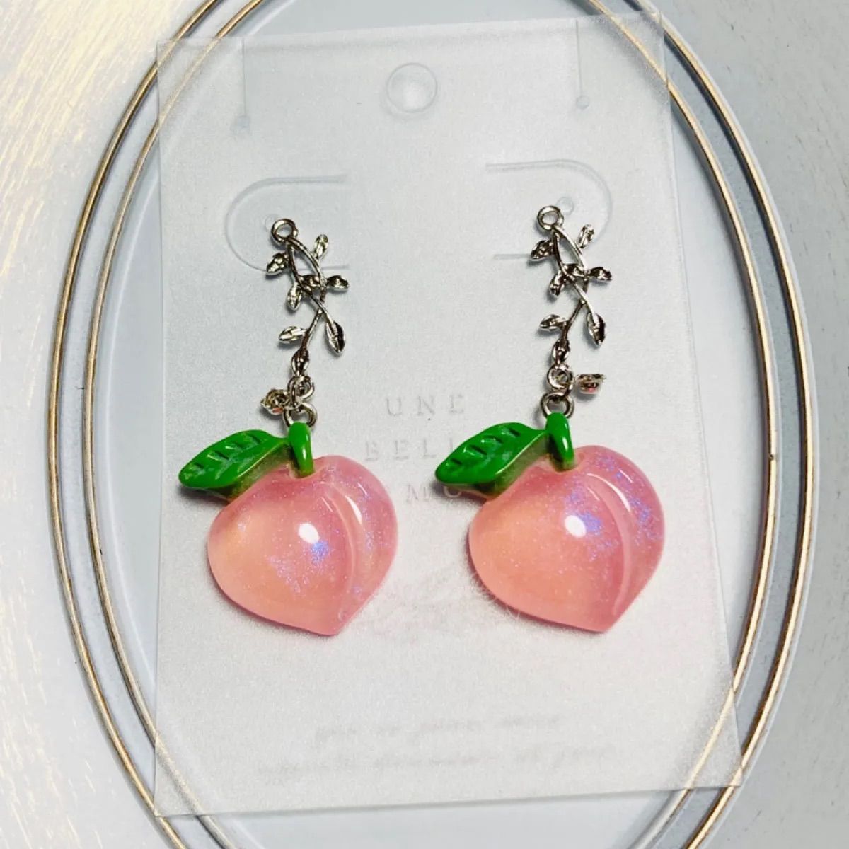 ハンドメイド シルバーリーフ&ハート型桃〈チャーム〉『eeyore様専用 