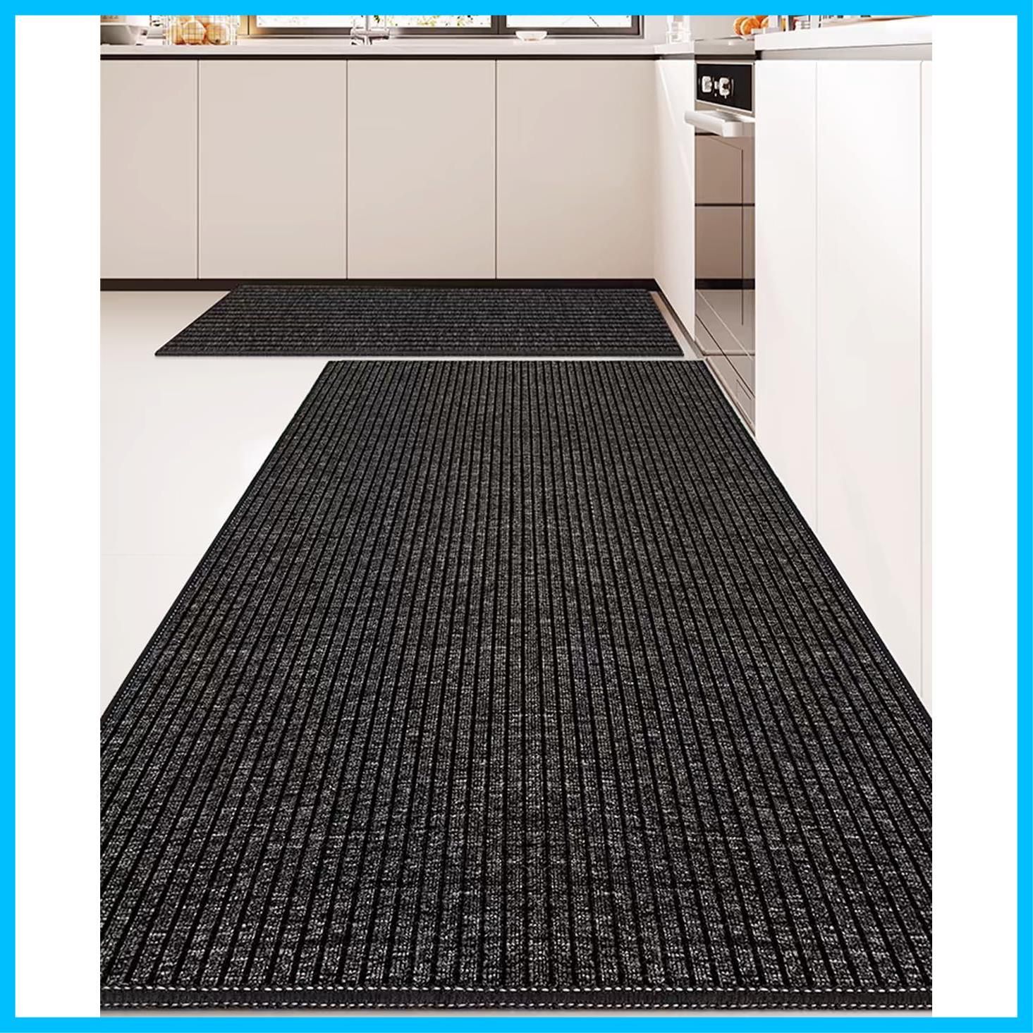 在庫セール クッション性のある 厚さ7ｍｍ 防汚 お手入れ簡単 撥水 滑り止め TPRマット ずれにくい 洗濯いらず 拭ける 台所マット ブラック01 60*240 キッチンマット Bcrio