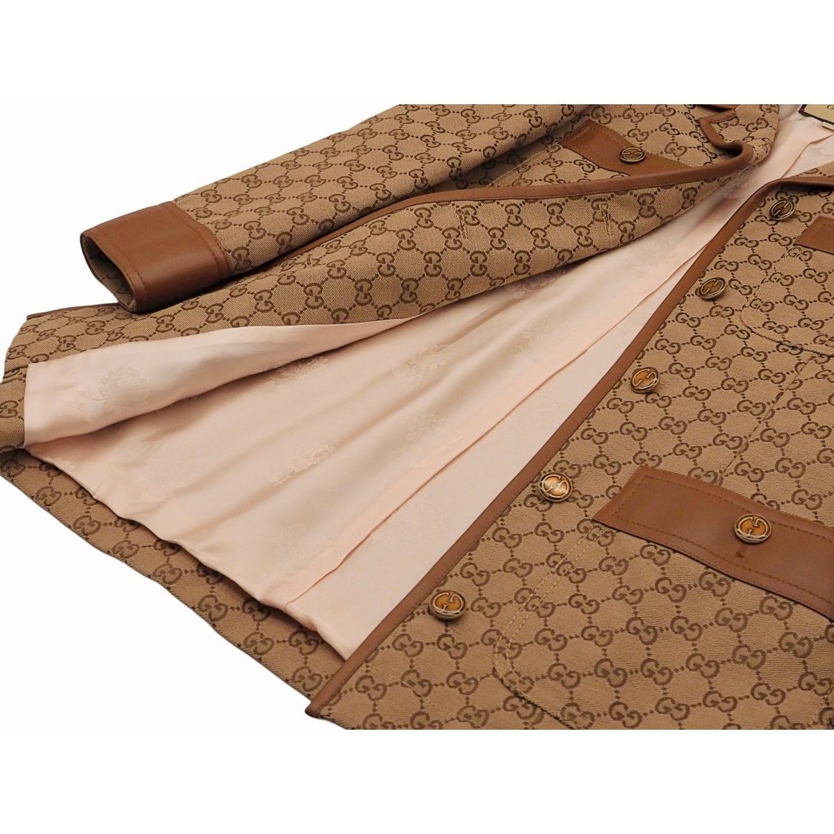 中古】GUCCI グッチ GGキャンバス ジャケット ウェブストライプ ベルト
