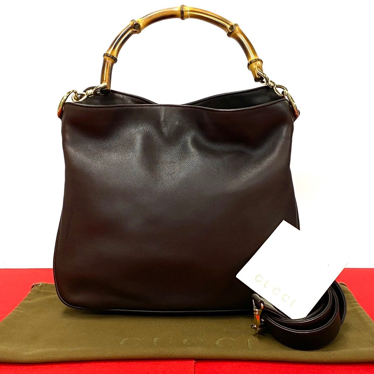 極美品 GUCCI グッチ オールドグッチ ヴィンテージ バンブー レザー 本 