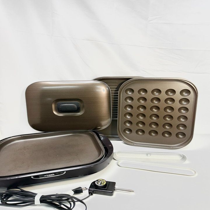 タイガー魔法瓶(TIGER) ホットプレート3枚セット 平面たこ焼き 蓋付き