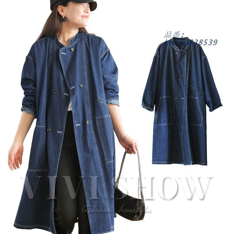 レディーズ 韓国風 デニム ファッション レディーズ春トレンチコート ゆったり ロングコート 丈コート kni4a838539